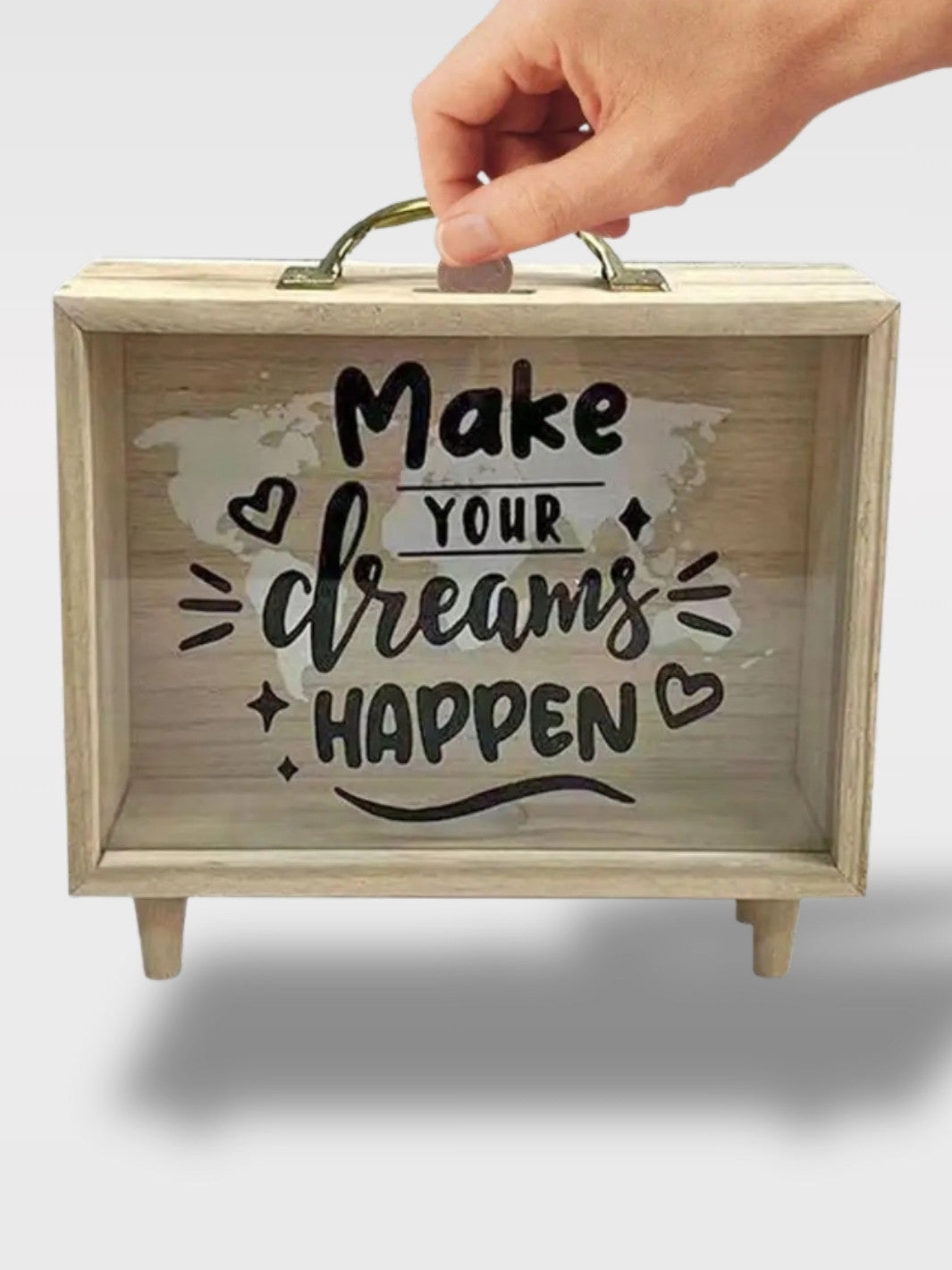 Tirelire Réutilisable en Bois avec Fenêtre Transparente<br>Le Coffret Partageur