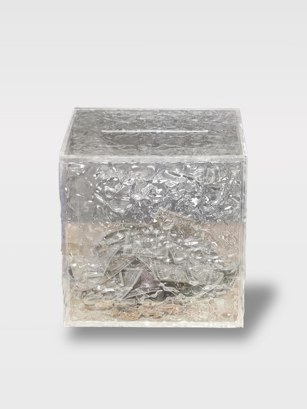 Tirelire Transparente Sans Ouverture en Pierre Acrylique<br>Le Diamant Gardien