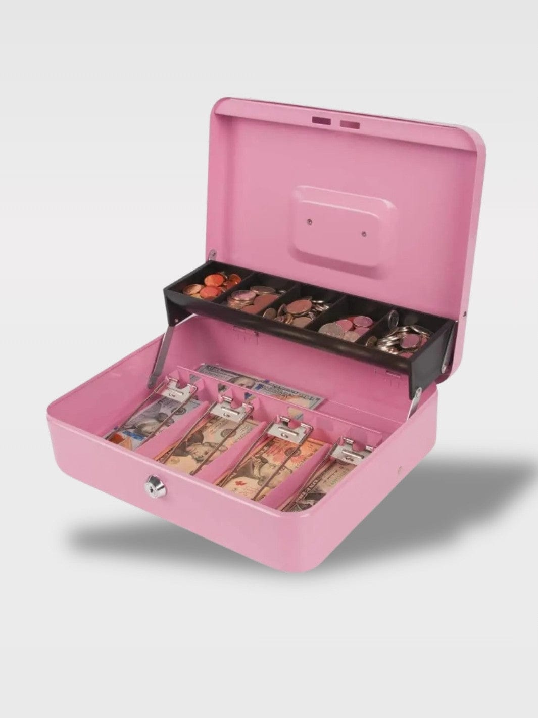 Boîte à Monnaie Serrure Clé | Rangement Portable Coral – Rose Grande Capacité