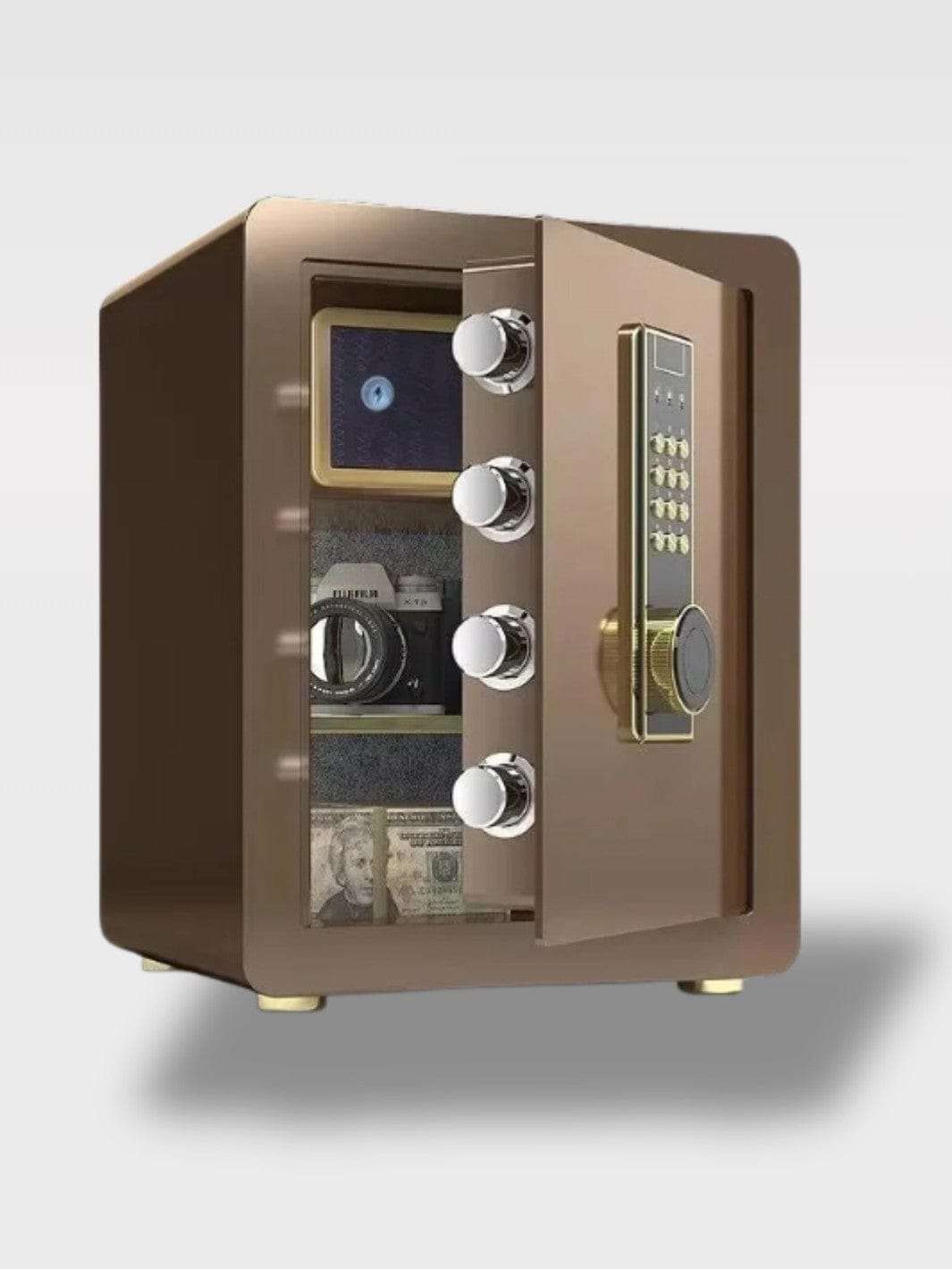 Coffre-Fort Électronique 2 En 1 Moderne | Sécurité Optimale Le Bastion Serein Ultime – Marron Code + Clé
