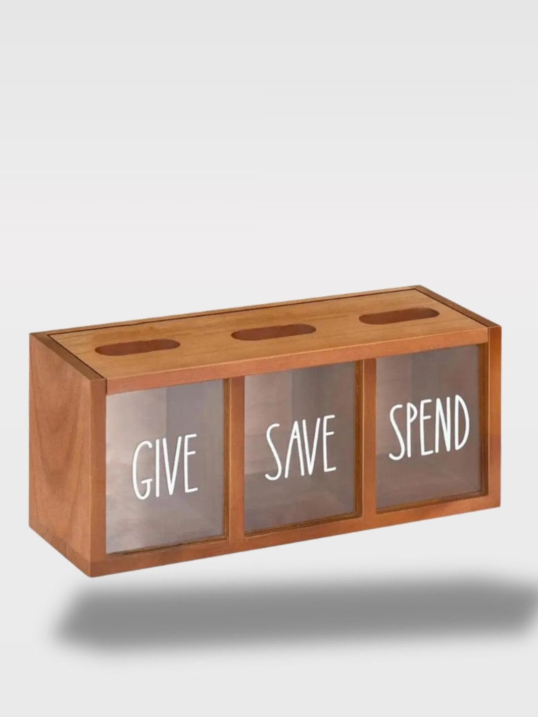 Tirelire Compartiment En Bois | Organisation Pratique Le Triple Trésor Marron