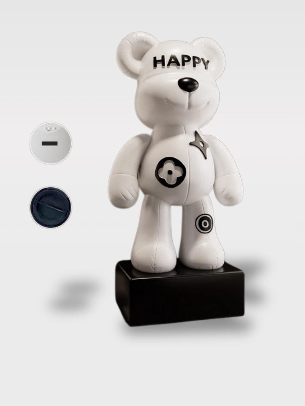 Tirelire Grande Taille Ours Moderne Design | Statue Déco Le Gardien – blanc | socle carré | classique 98 x 46 x 32 cm