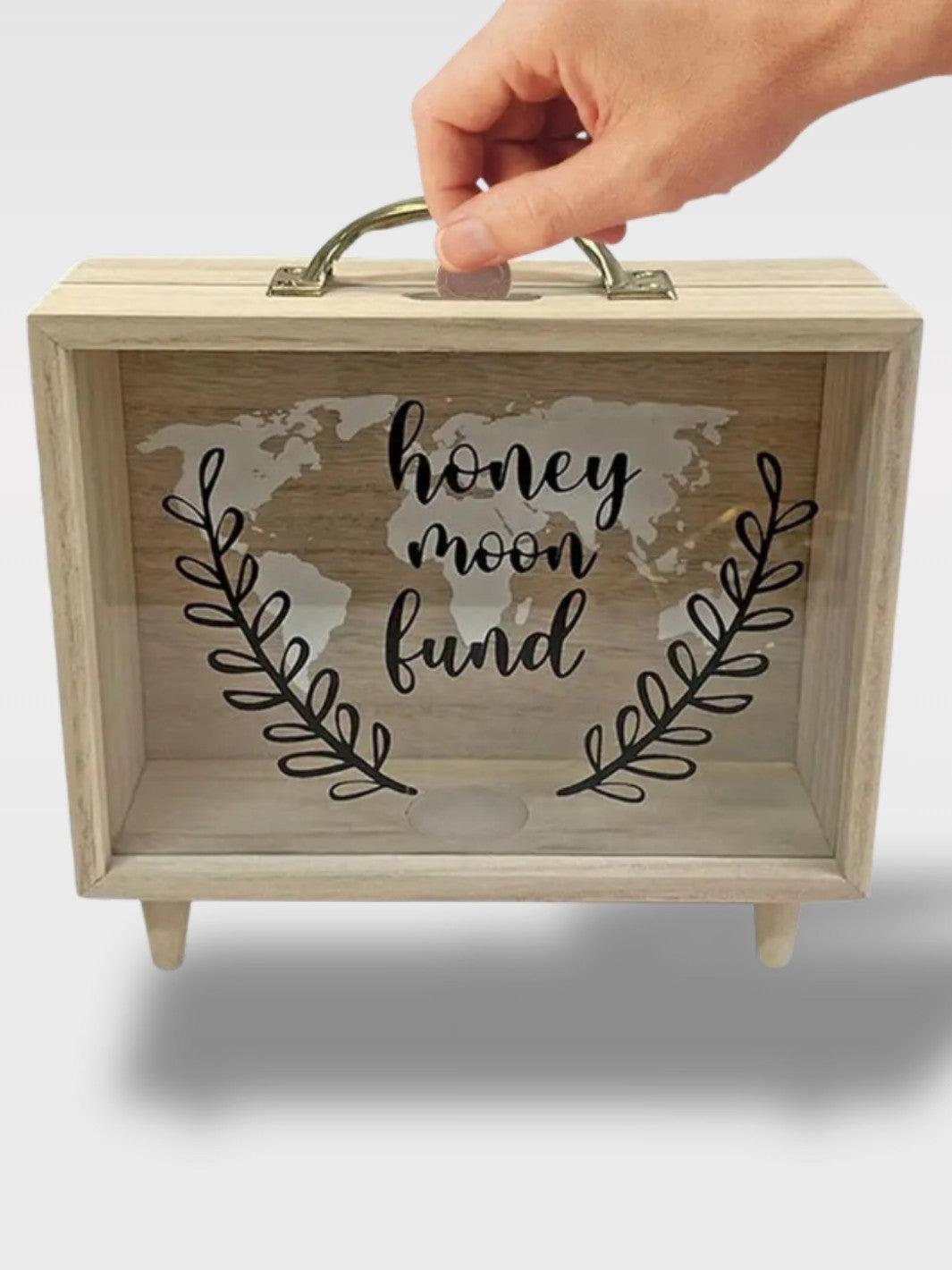 Tirelire Réutilisable en Bois avec Fenêtre Transparente<br>Le Coffret Partageur