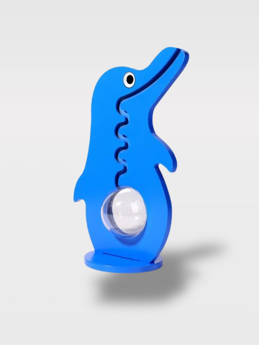 Tirelire Bois Pingouin Bleu avec Fond Transparent<br>Le Petit Glisseur