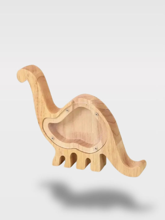 Tirelire T‑Rex Bois avec Fond Transparent<br>Le Terrible T‑Rex