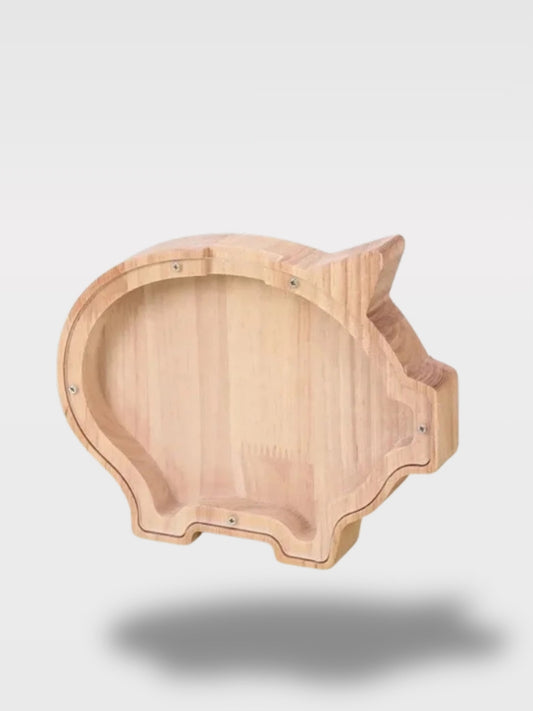 Tirelire Cochon en Bois avec Fond Transparent<br>Le Petit Coquin