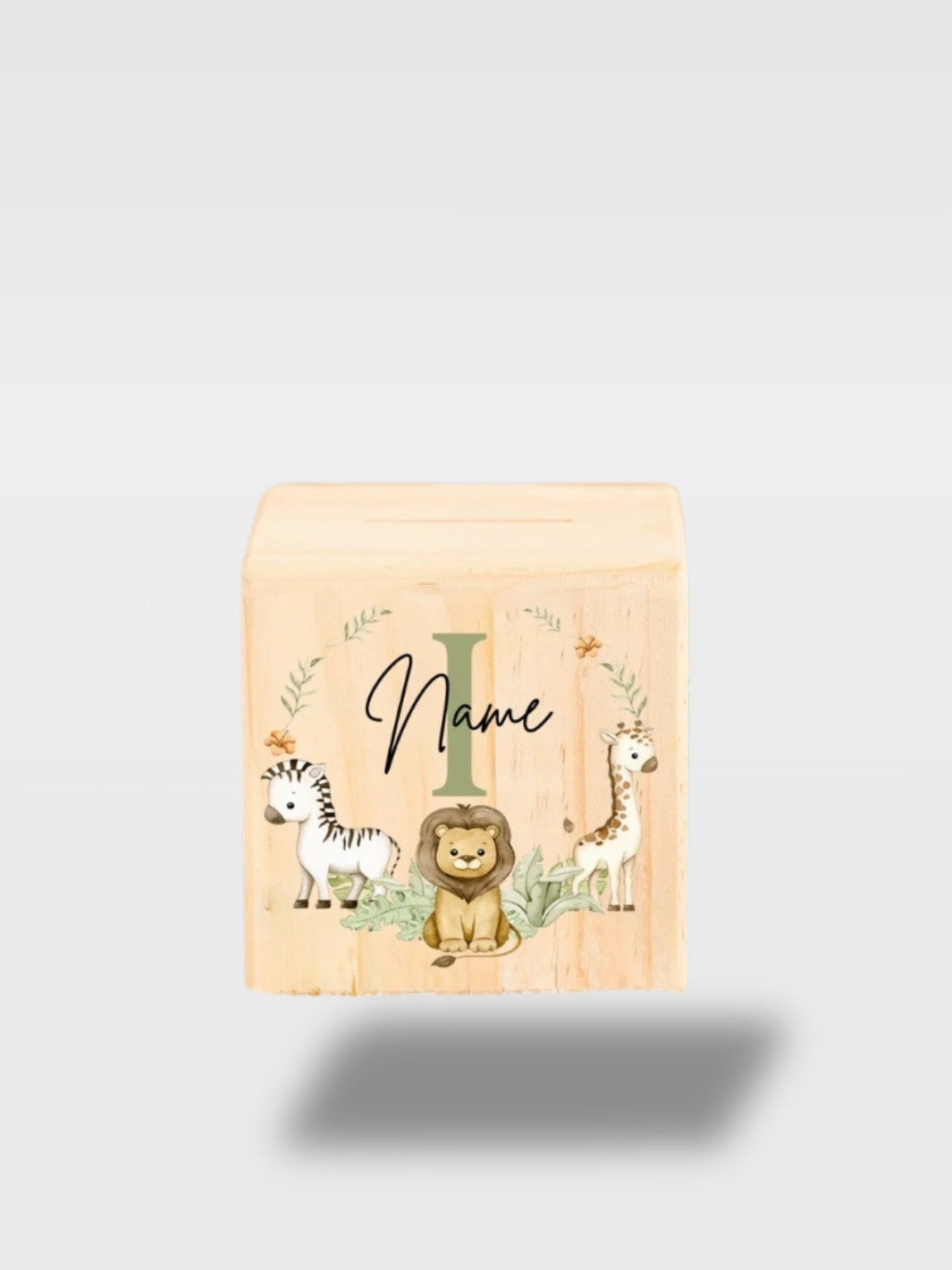 Tirelire Bébé Personnalisée Animaux Safari En Bois Avec Prénom<br>Le Safari