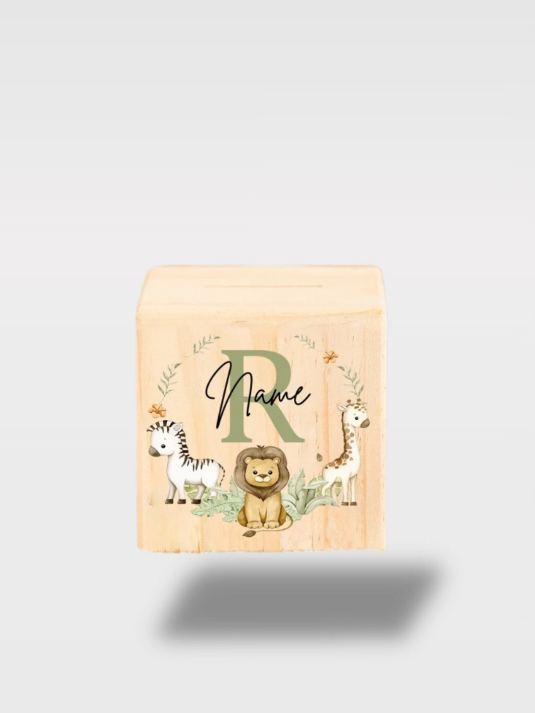 Tirelire Bébé Personnalisée Animaux Safari En Bois Avec Prénom<br>Le Safari