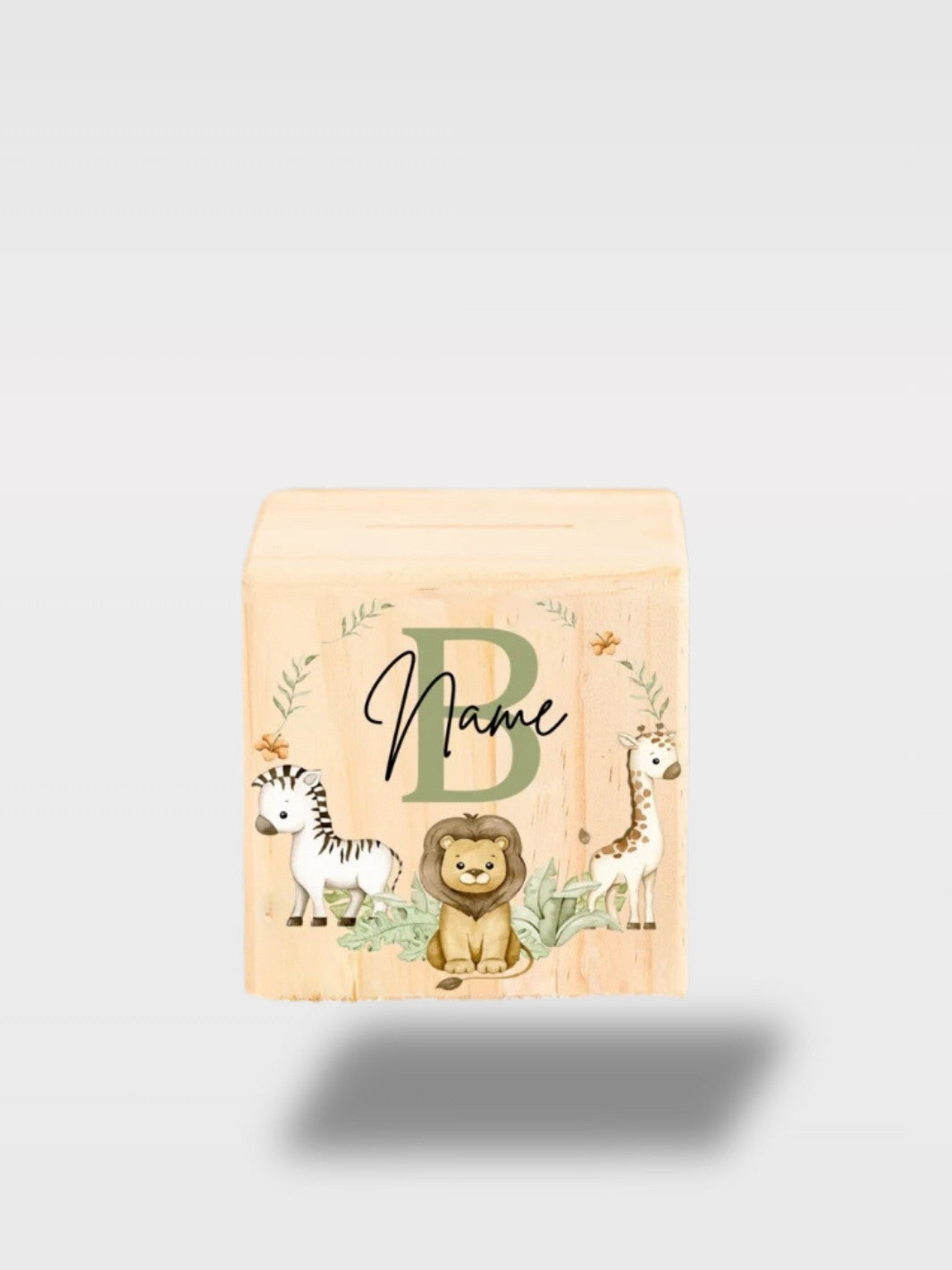 Tirelire Bébé Personnalisée Animaux Safari En Bois Avec Prénom<br>Le Safari