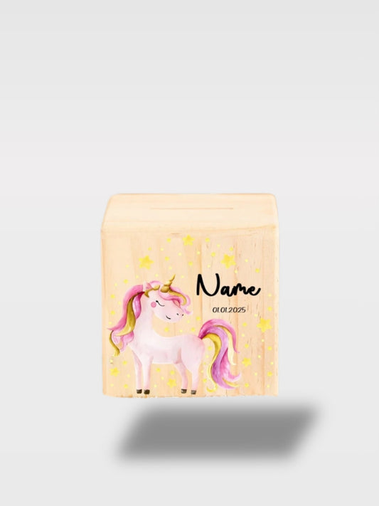 Tirelire Naissance Personnalisée Féerique En Bois<br>Le Féérique