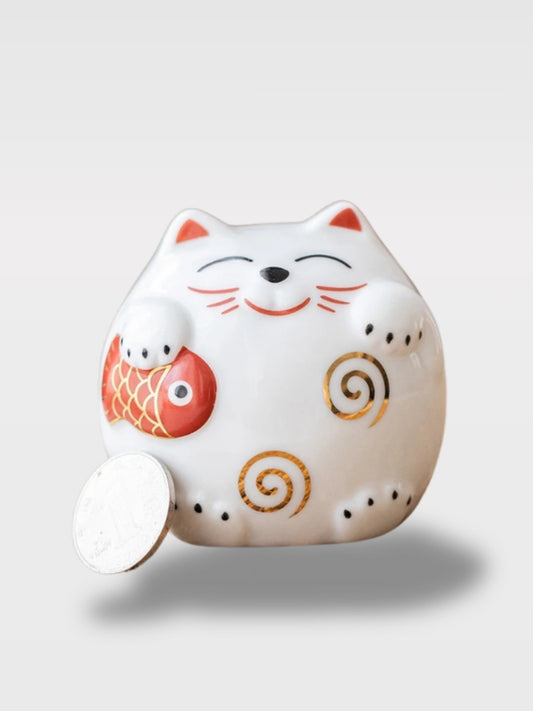 Tirelire En Céramique Chat Blanc<br>Le Félin Rêveur