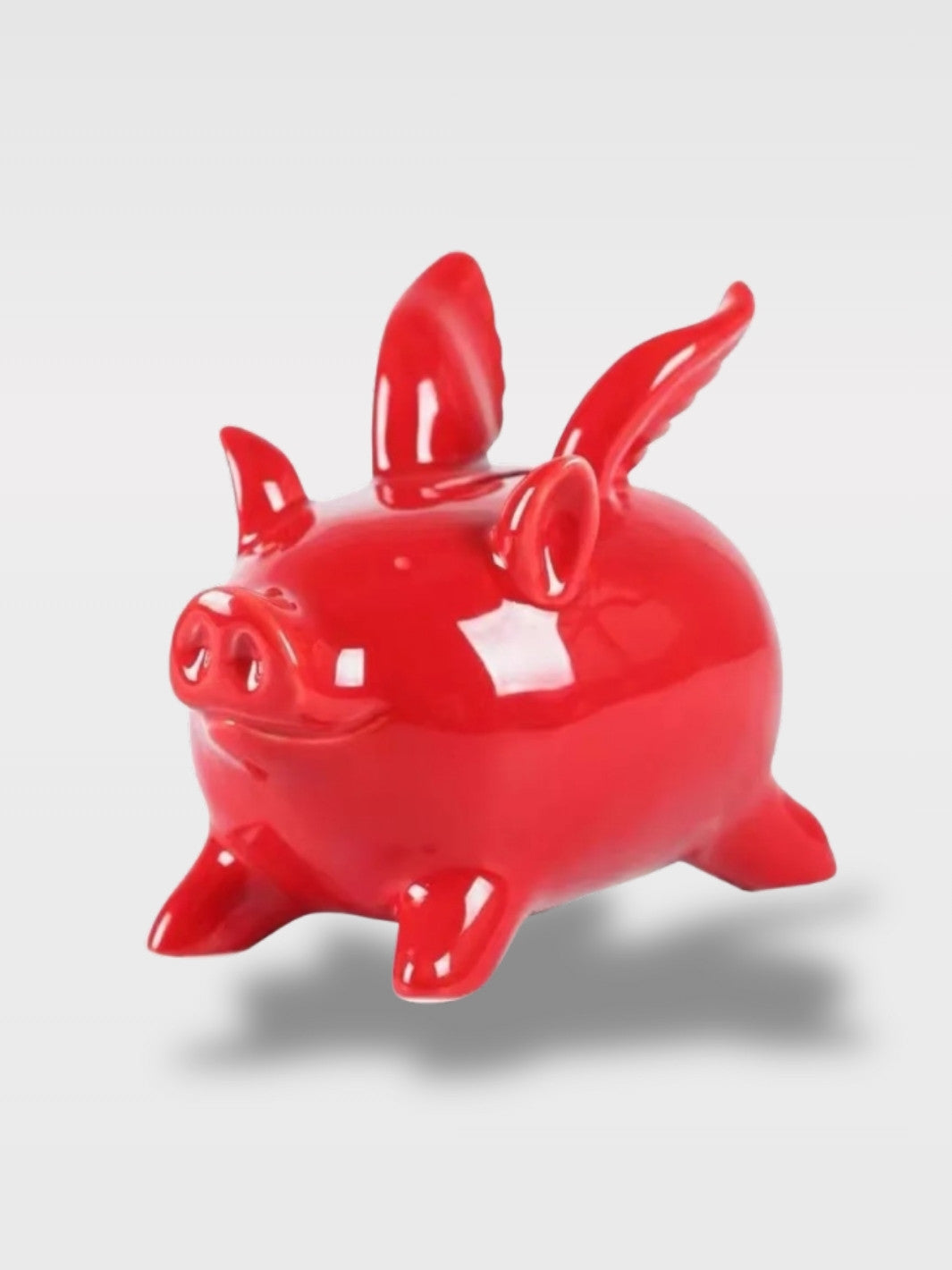 Tirelire Cochon Rouge En Céramique <br>Le Porte-Bonheur Écarlate