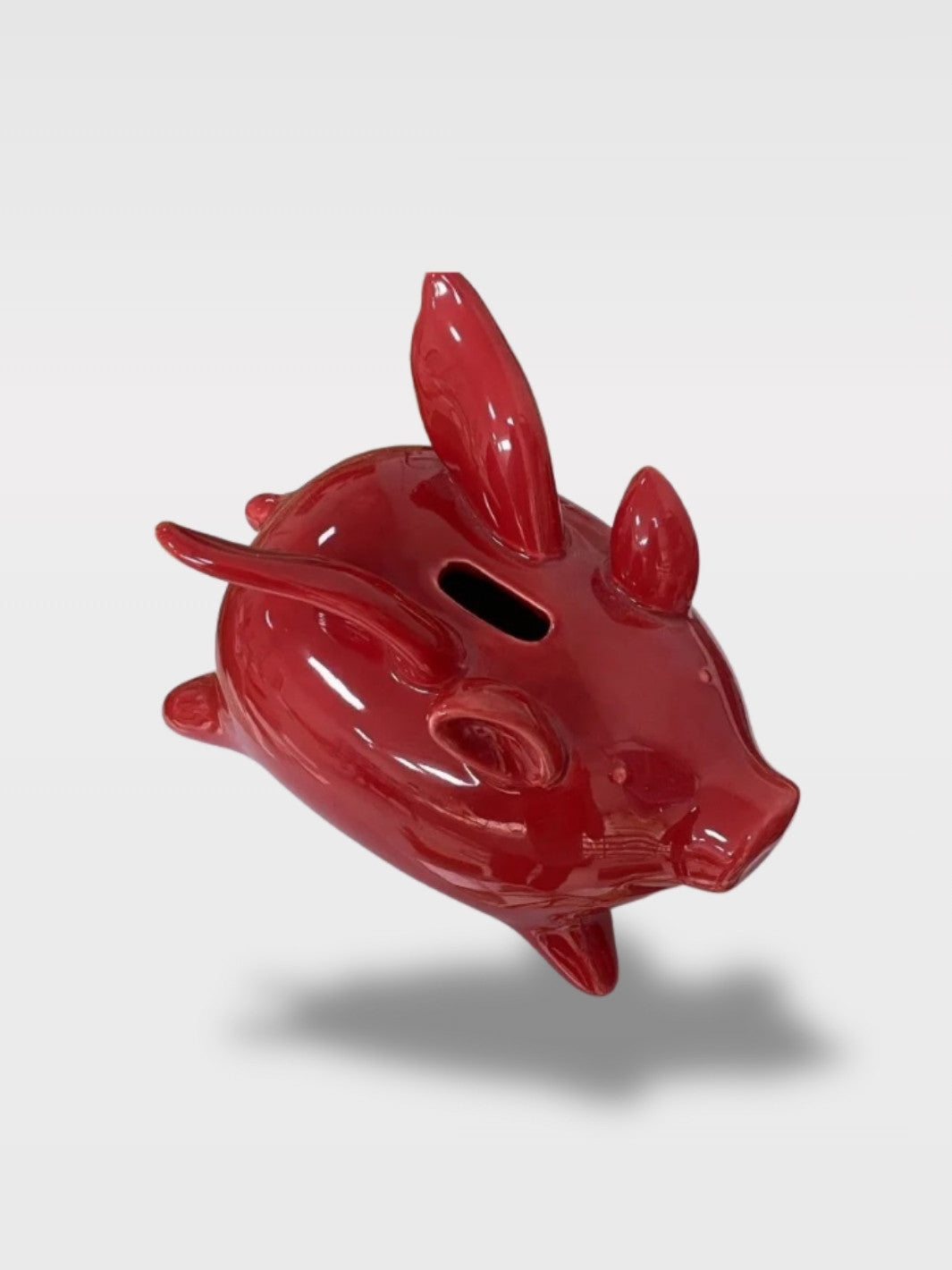 Tirelire Cochon Rouge En Céramique <br>Le Porte-Bonheur Écarlate