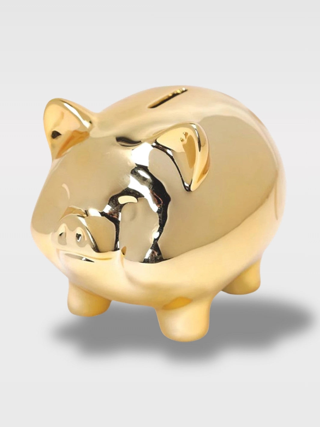 Tirelire Cochon Doré en Céramique<br>Le Porte-Fortune