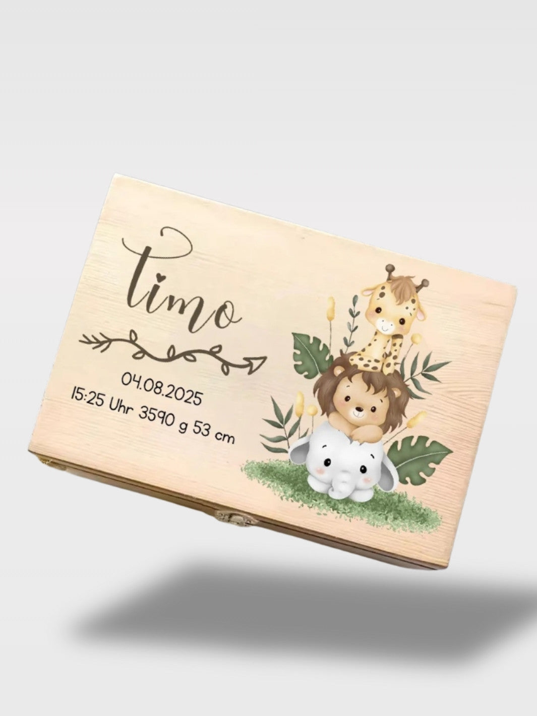 Coffret Naissance Personnalisé En Bois Animaux<br>Le Berceau