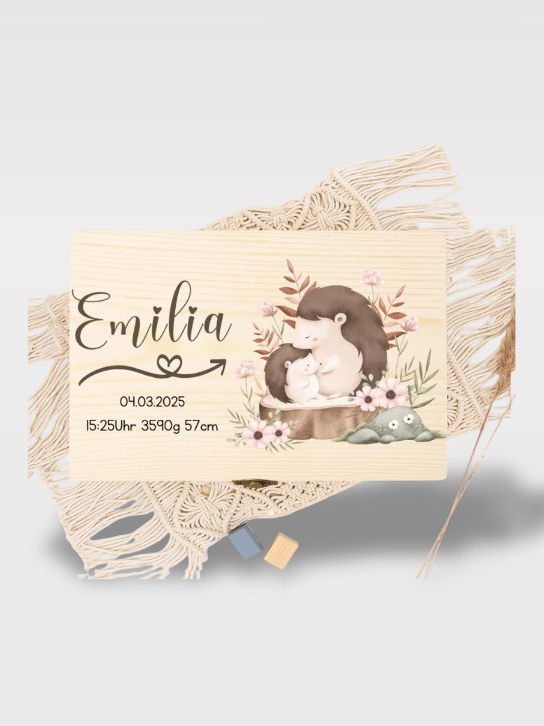 Coffret Naissance Personnalisé En Bois Animaux<br>Le Berceau