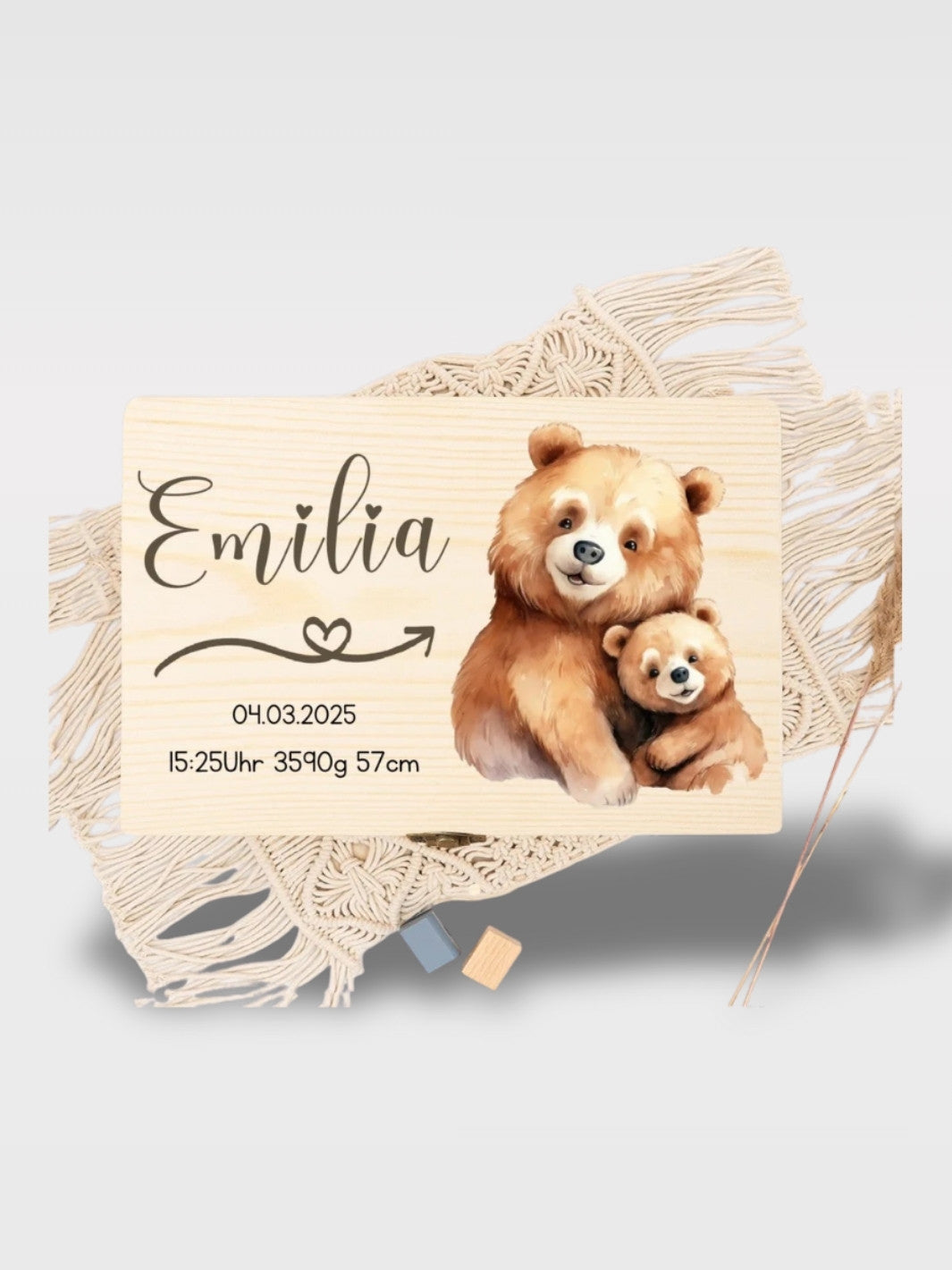 Coffret Naissance Personnalisé En Bois Animaux<br>Le Berceau