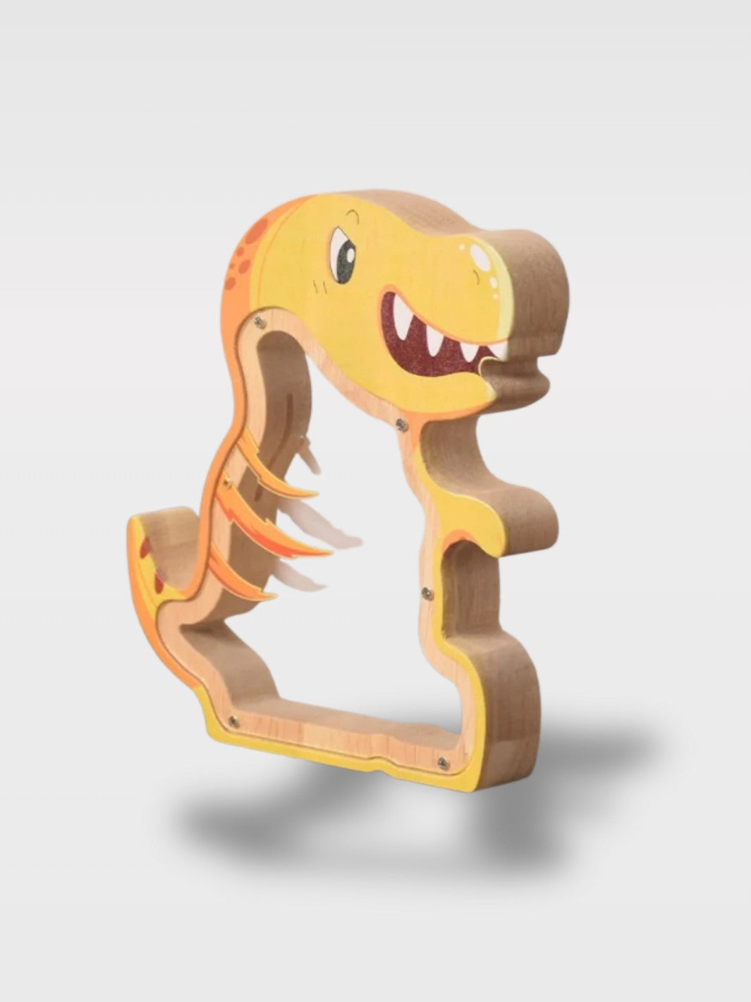 Tirelire Dinosaure Bois avec Fenêtre Transparente<br>Le Petit Fossile