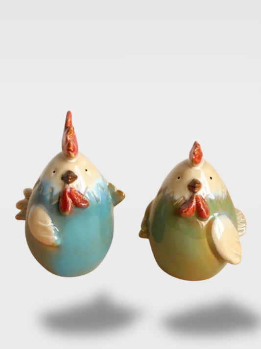 Tirelire en Forme de Poule Céramique<br>Le Duo du Poulailler