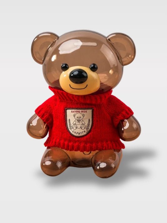 Tirelire Ours Transparent<br>L’Ours au Pull-Over