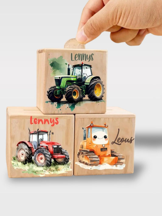 Tirelire Personnalisée Avec Prénom En Bois Voiture<br>Le Bolide Naturel