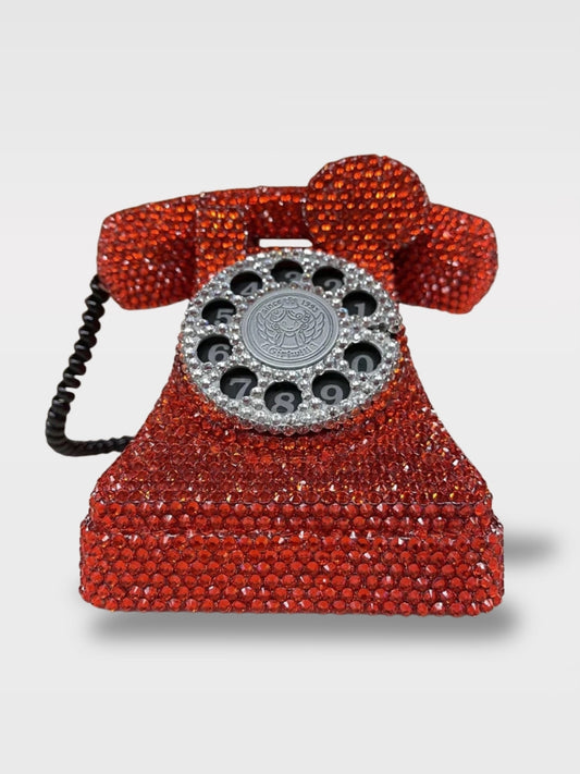 Tirelire Téléphone Ancien Strass Rouge<br>Le Glam Vintage
