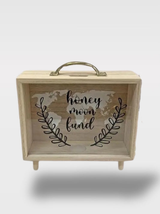 Tirelire Réutilisable en Bois avec Fenêtre Transparente<br>Le Coffret Partageur