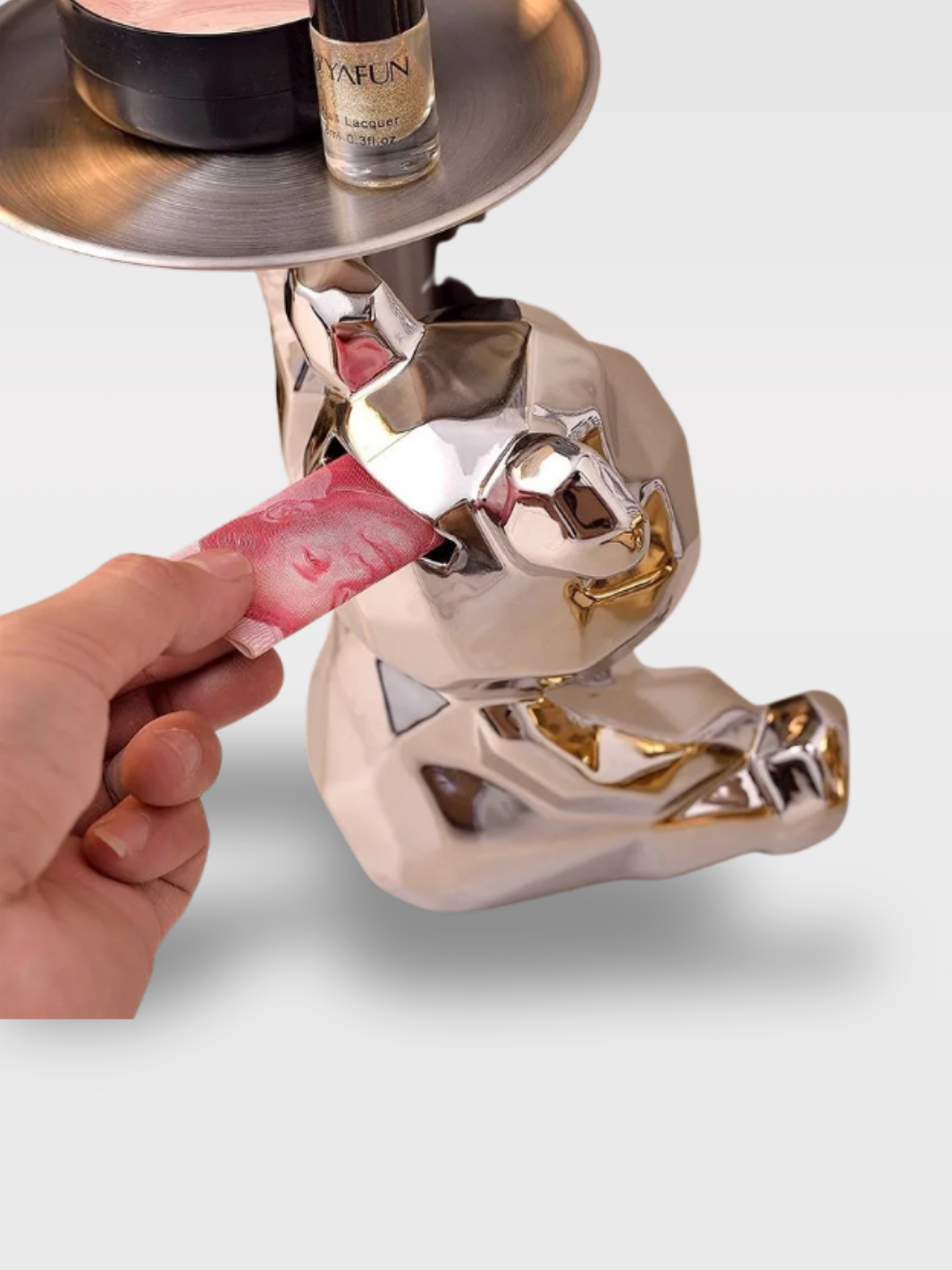 Tirelire Céramique Ours Origami Assis<br>Le Gardien du Plateau