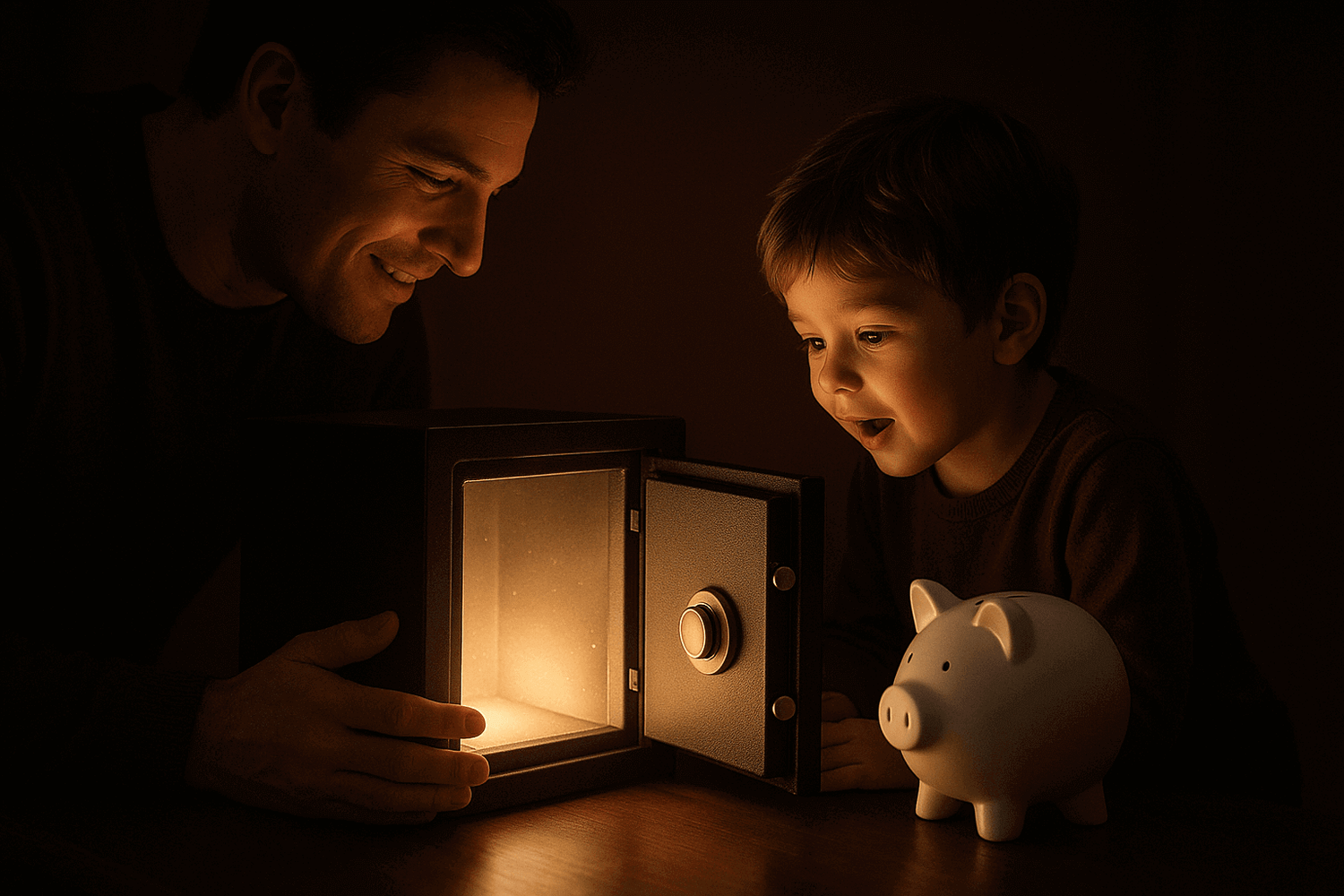 Un_pere_et_son_enfant_avec_un_coffre_et_une_tirelire.png