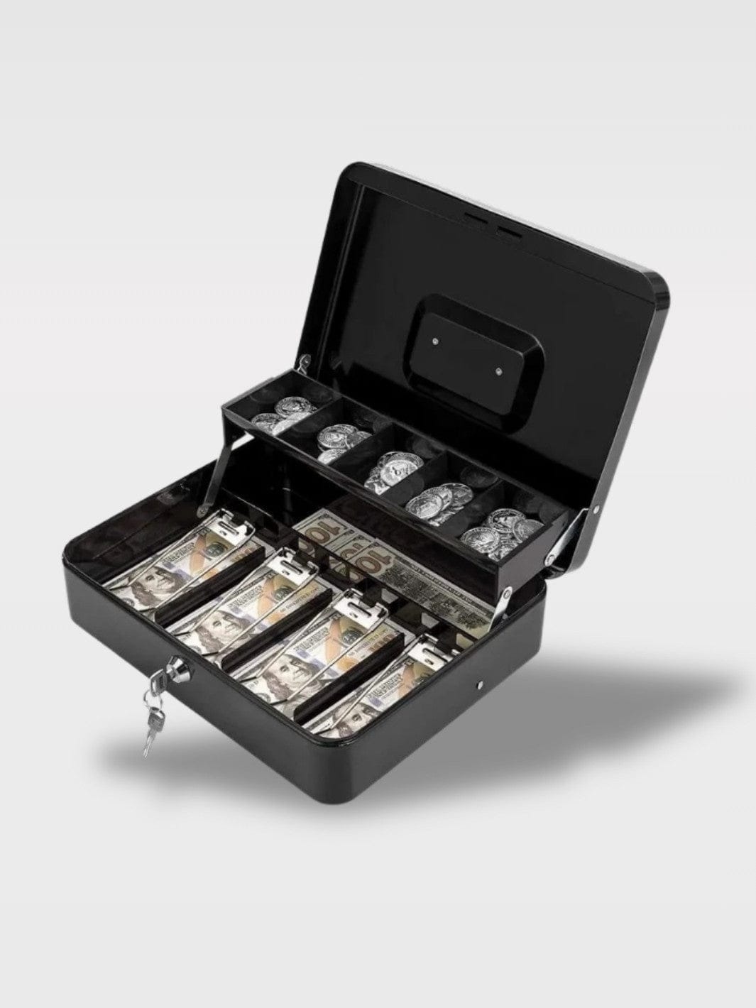 Boîte à Monnaie Serrure Clé | Rangement Portable Slate – Noir Grande Capacité