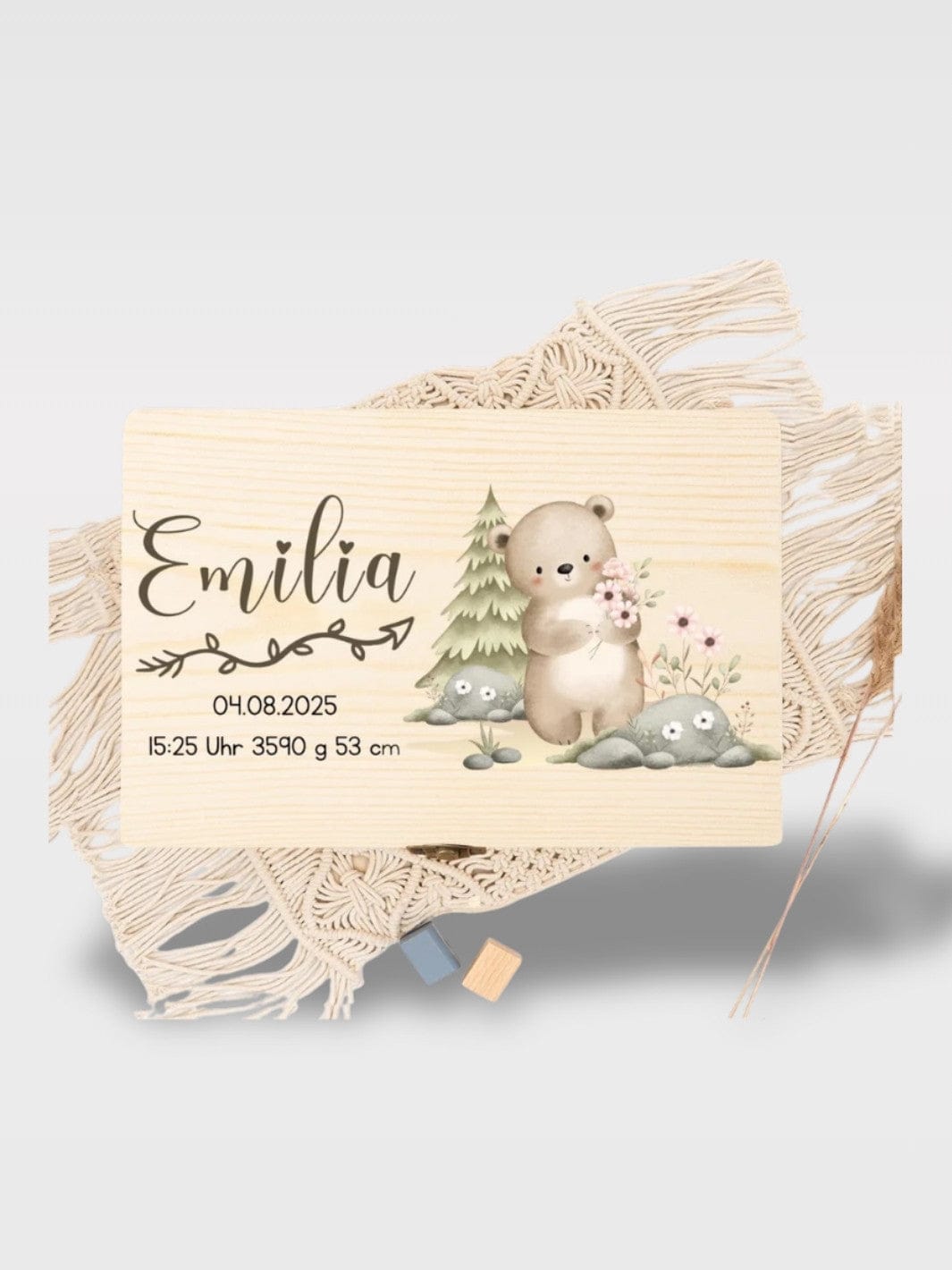 Coffret Naissance Personnalisé En Bois | Cadeau Bébé Le Gros Ourson
