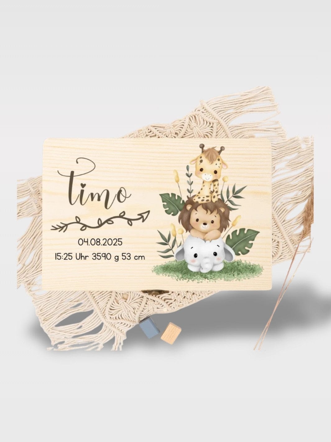 Coffret Naissance Personnalisé En Bois | Cadeau Bébé Les 3 Amis