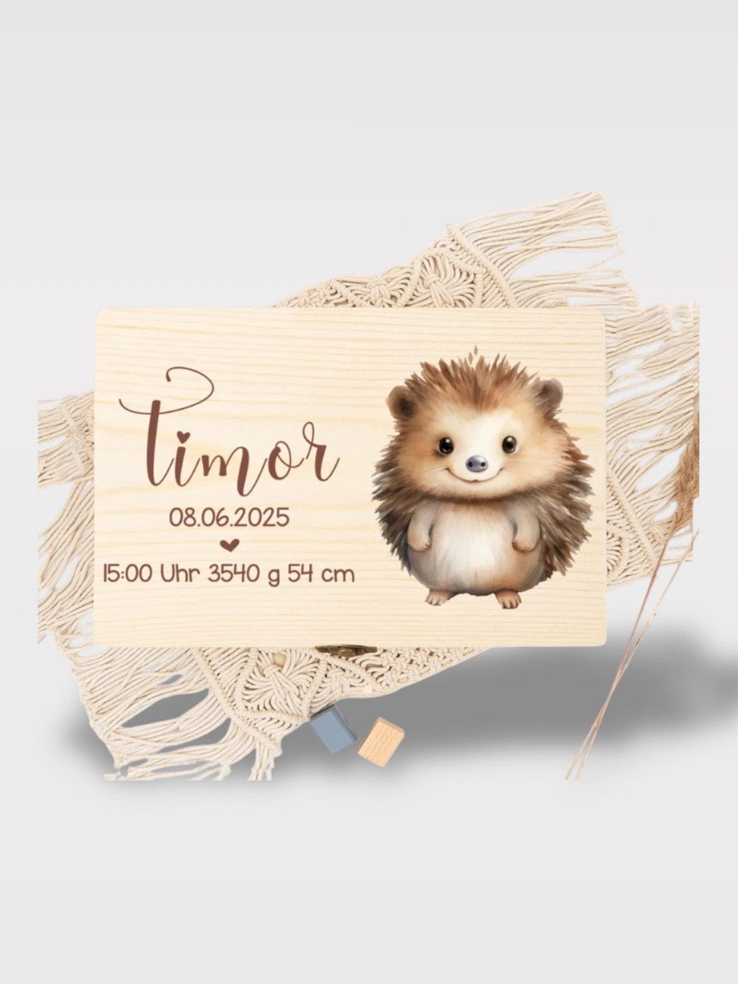 Coffret Naissance Personnalisé En Bois | Cadeau Bébé Niglo Bébé Hérisson