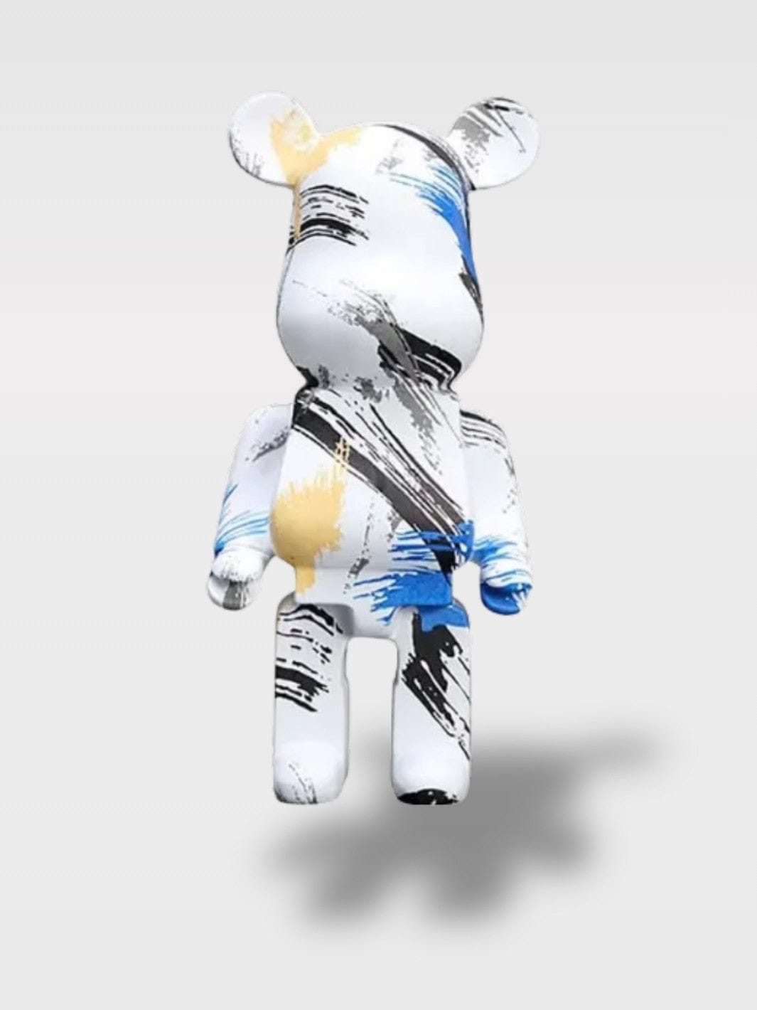 Grande Tirelire Ours Design | Sculpture Décorative Le Protecteur Blanc/Bleu Marbe – 50 x 18 x 20 cm