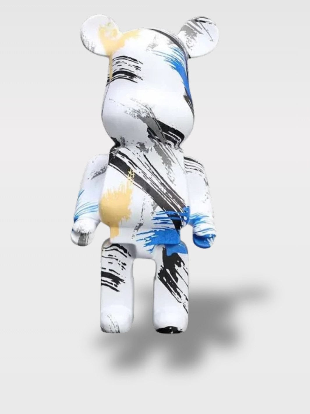Grande Tirelire Ours Design | Sculpture Décorative Le Protecteur Blanc/Bleu Marbe – 80 x 28 x 36 cm