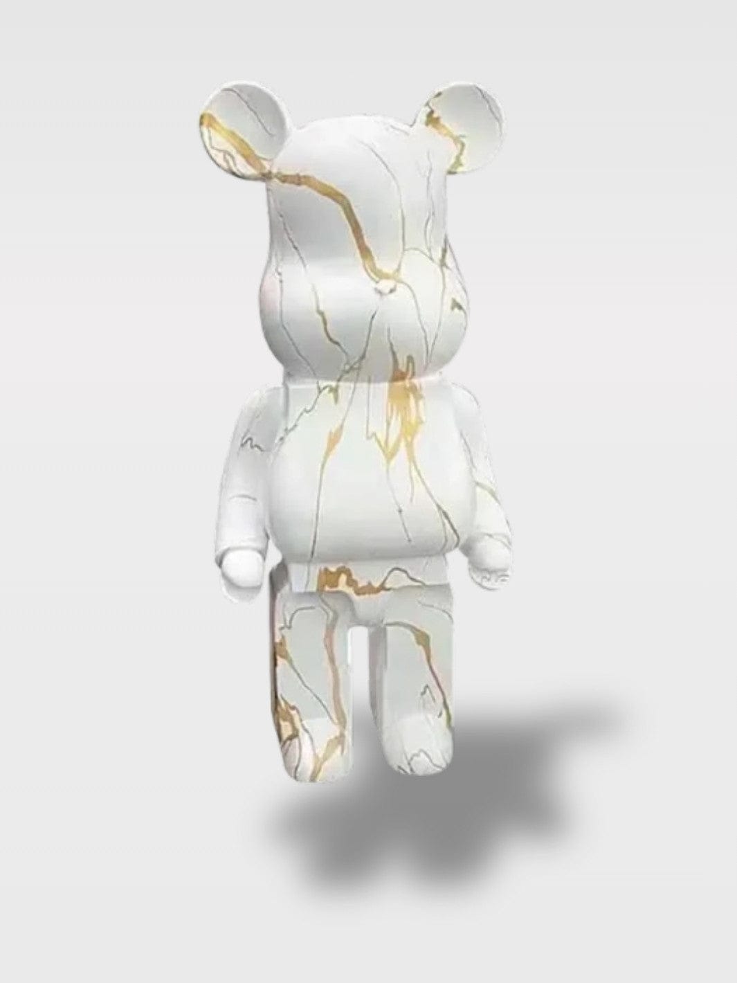 Grande Tirelire Ours Design | Sculpture Décorative Le Protecteur Blanc/Doré Marbe – 50 x 18 x 20 cm