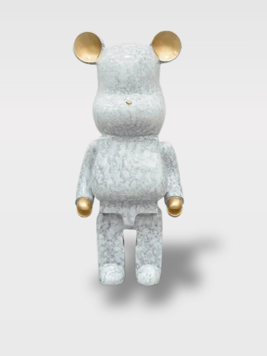 Grande Tirelire Ours Design | Sculpture Décorative Le Protecteur Blanc Mains et Oreilles Doré – 50 x 18 x 20 cm
