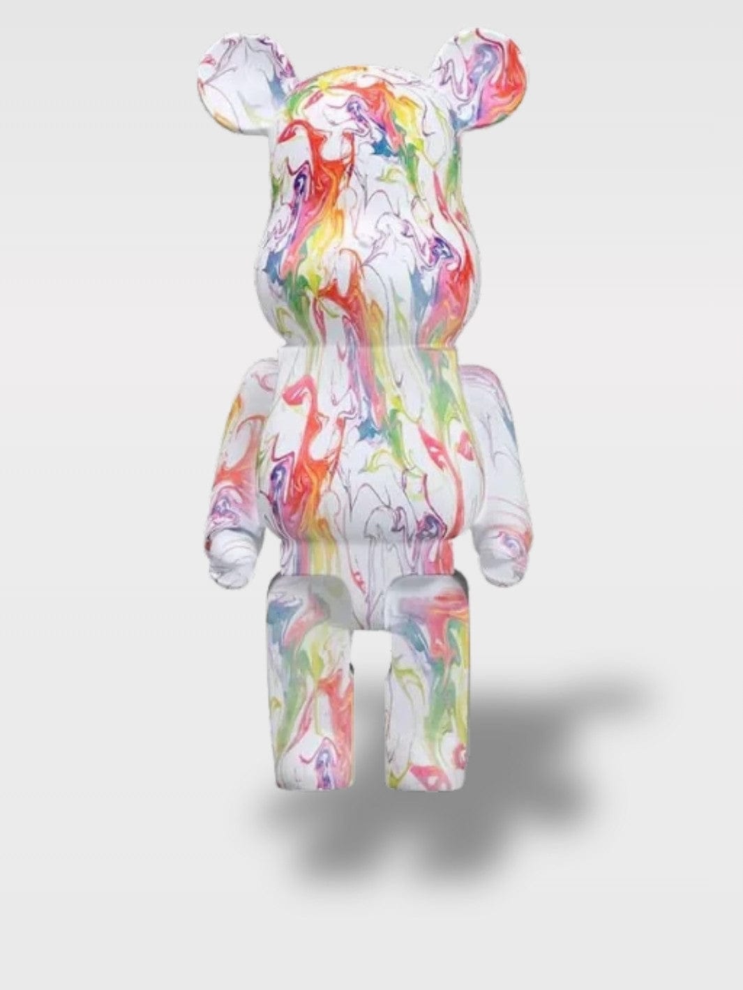 Grande Tirelire Ours Design | Sculpture Décorative Le Protecteur Blanc/Rose Marbe – 80 x 28 x 36 cm