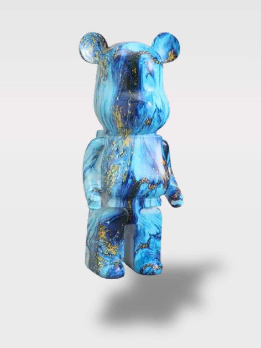 Grande Tirelire Ours Design | Sculpture Décorative Le Protecteur Bleu Marbe – 50 x 18 x 20 cm