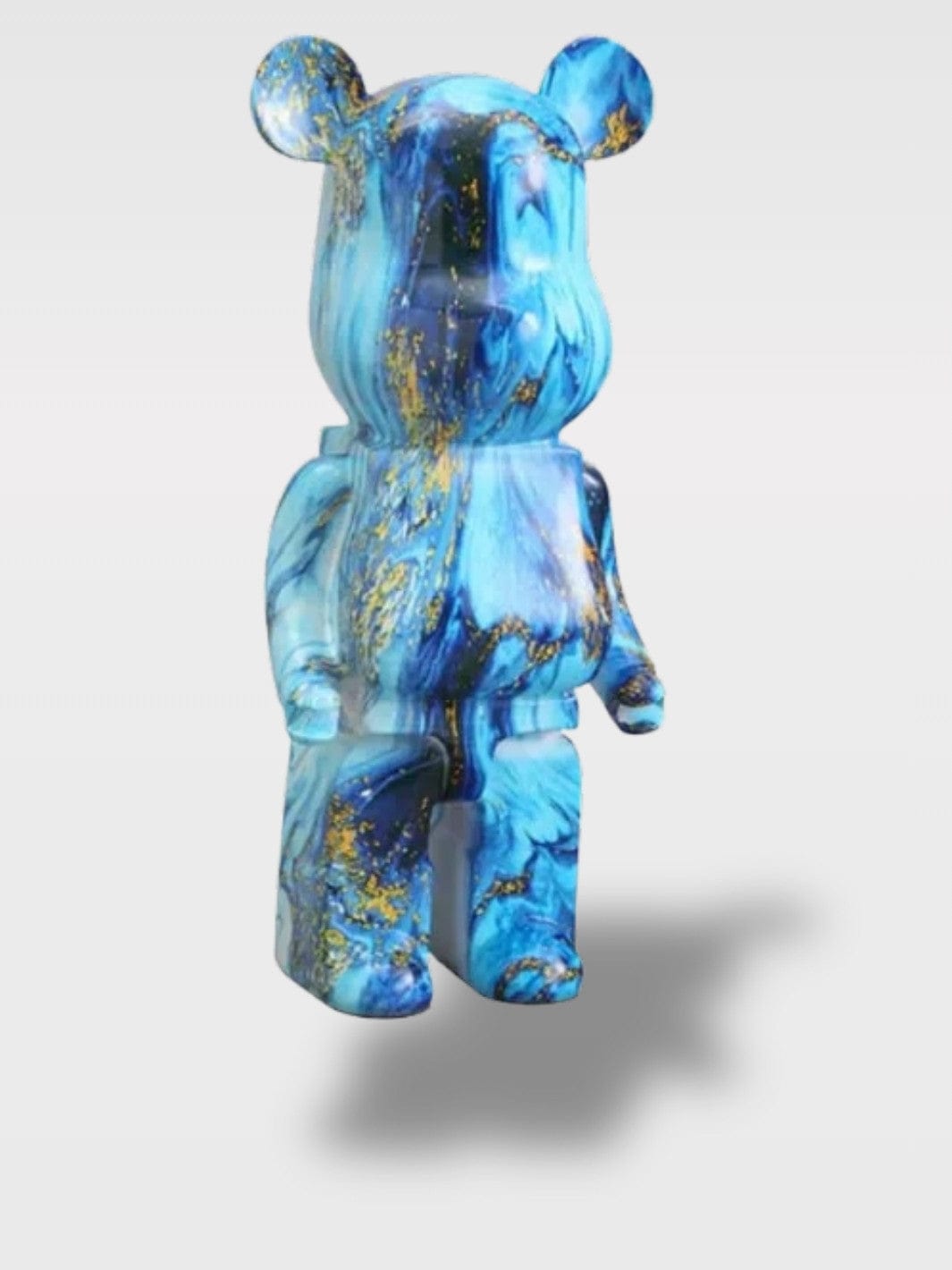 Grande Tirelire Ours Design | Sculpture Décorative Le Protecteur Bleu Marbe – 80 x 28 x 36 cm