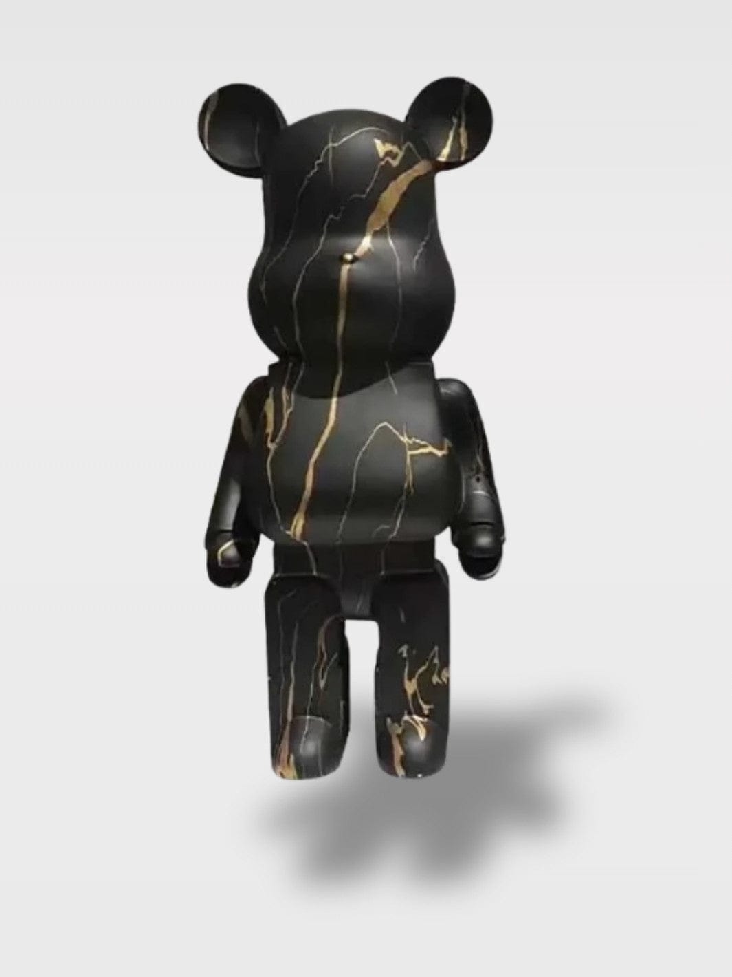 Grande Tirelire Ours Design | Sculpture Décorative Le Protecteur Noir/Doré Marbe – 50 x 18 x 20 cm