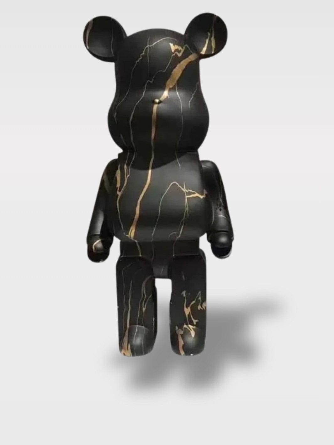Grande Tirelire Ours Design | Sculpture Décorative Le Protecteur Noir/Doré Marbe – 80 x 28 x 36 cm