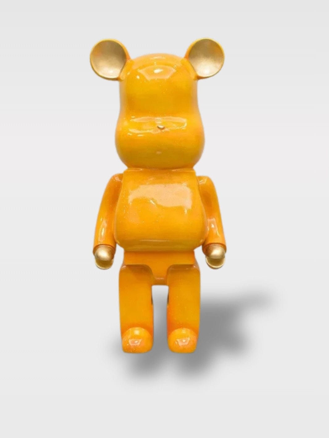 Grande Tirelire Ours Design | Sculpture Décorative Le Protecteur Orange Brillant Mains et Oreilles Doré – 50 x 18 x 20 cm