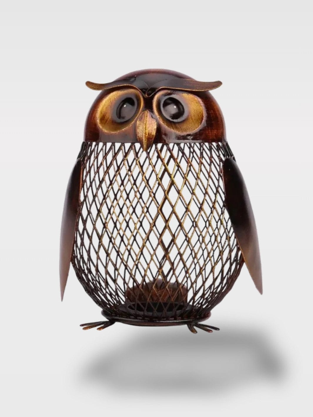 Tirelire Animaux Transparent En Métal | Design Ajouré Chouette – 10.3 x 9.6 x 13.6 cm