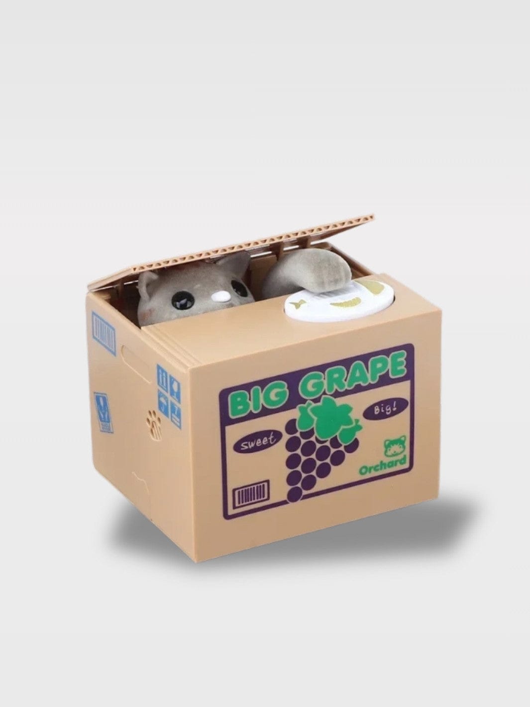 Tirelire Attrape Pièces Animaux | Tirelire Électronique Grisou Plume – Chat Gris