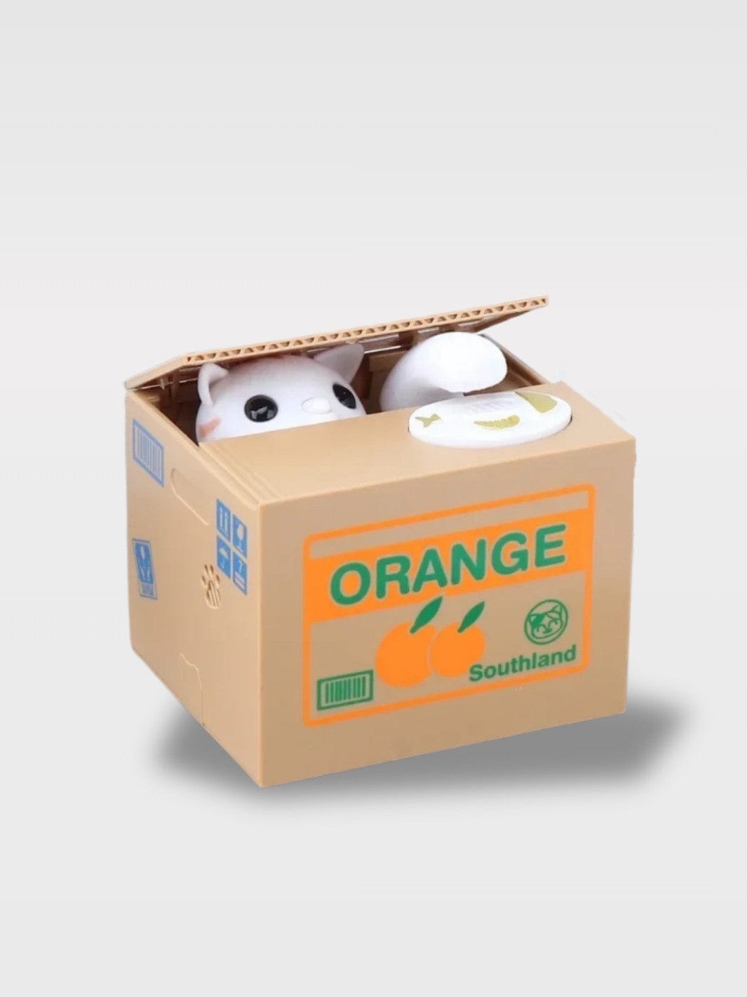 Tirelire Attrape Pièces Animaux | Tirelire Électronique Perle Blanche – Chat Blanc Boite Marron/Orange