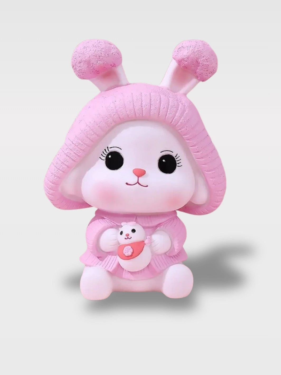 Tirelire Bébé Fille Lapin | Cadeau Naissance Doux Leila –  Lapine Capuche Rose/Violet avec Doudou 23 x 16 cm