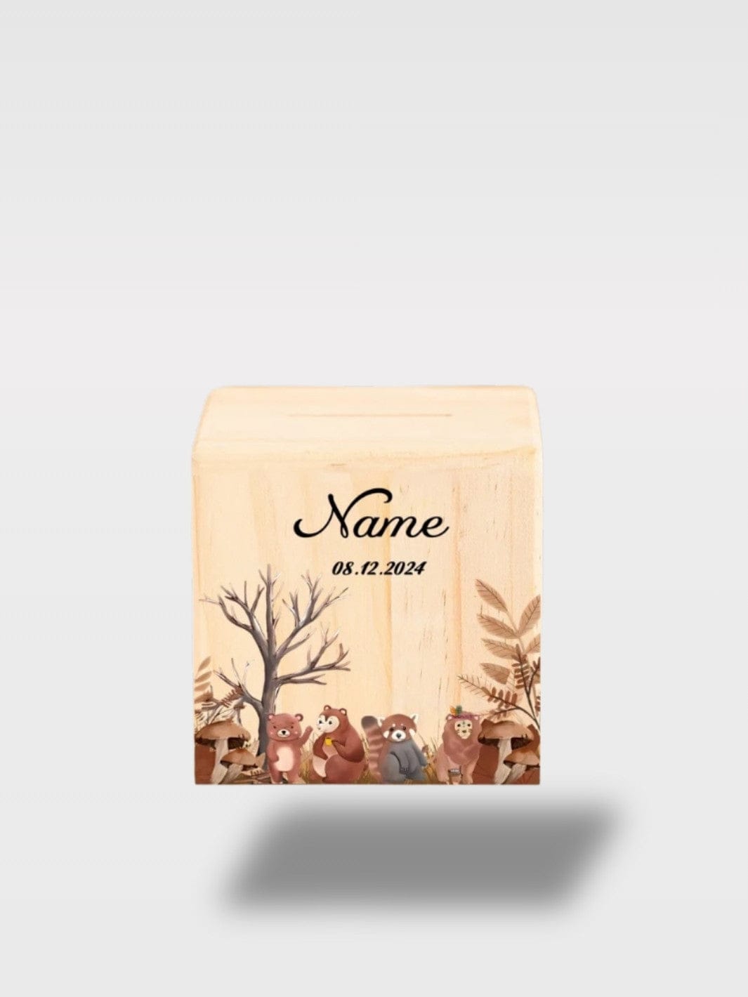Tirelire Bois Personnalisée Royaume Animaux | Naissance Les Paisibles ☁️