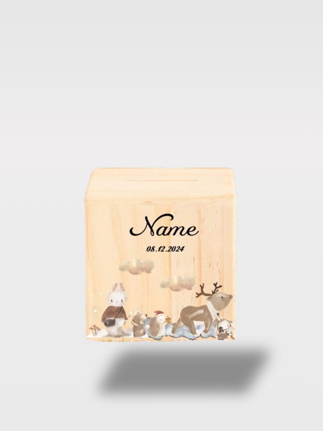 Tirelire Bois Personnalisée Royaume Animaux | Naissance Les Rusés 🔮