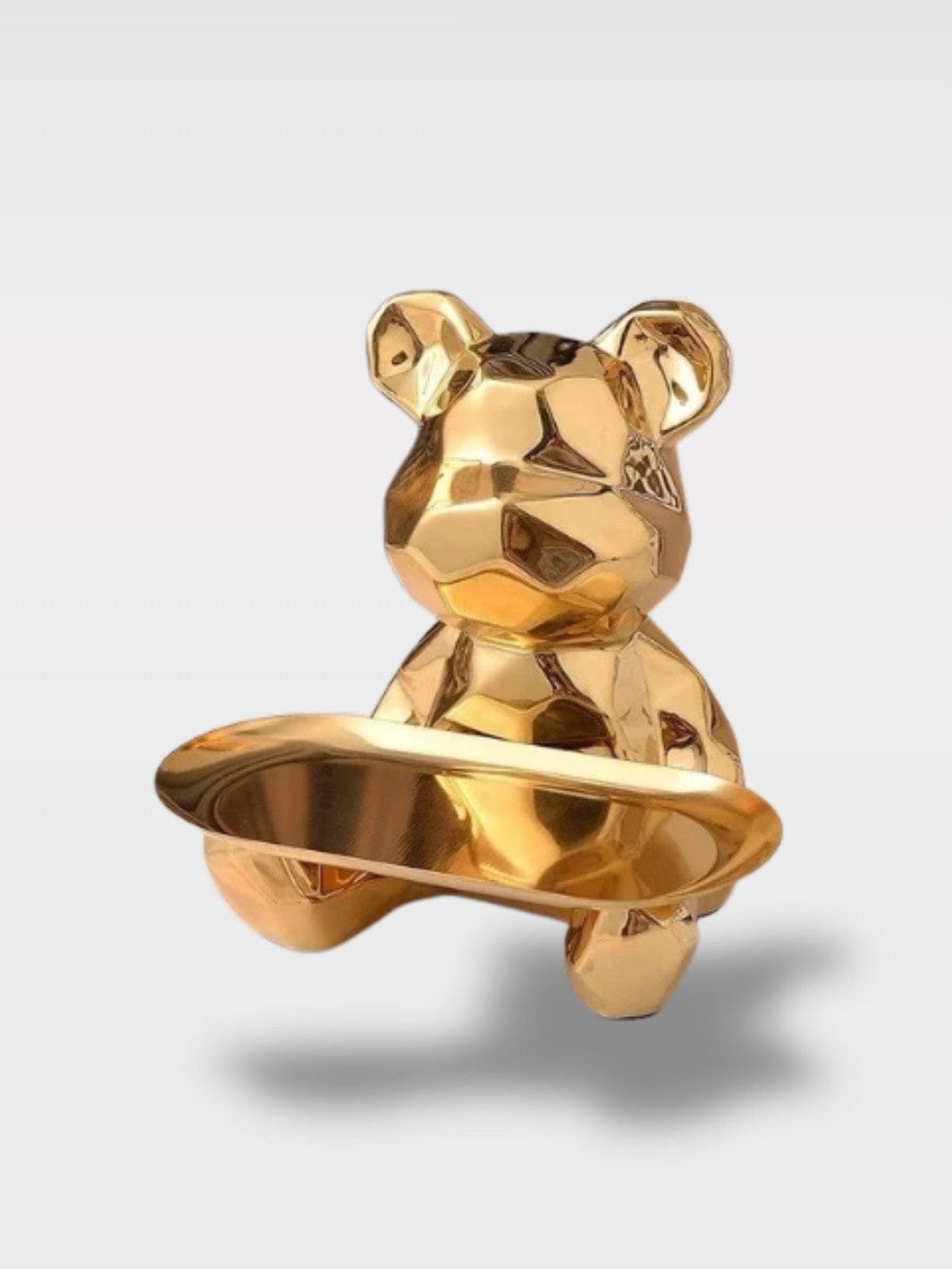 Tirelire Céramique Ours Assis | Déco Élégante et Tendre Dino – Doré